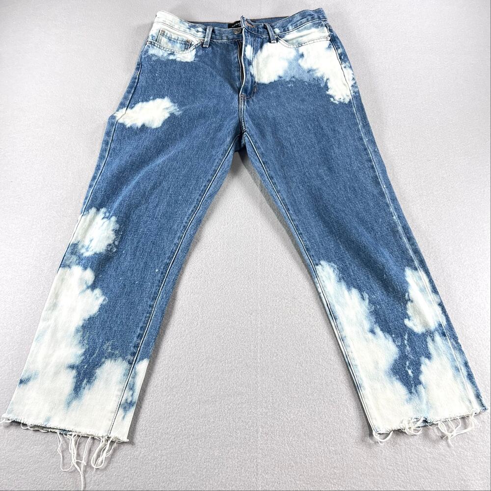 Just Black Denim Bleach Cloud Wash Raw Hem Straight Jeans 28